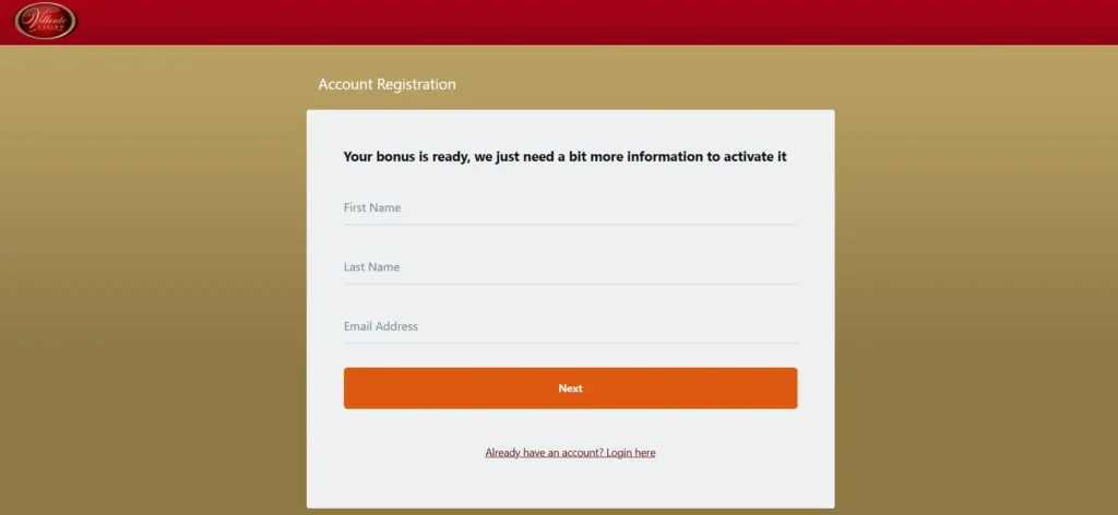 Registration before the Villento Casino Login